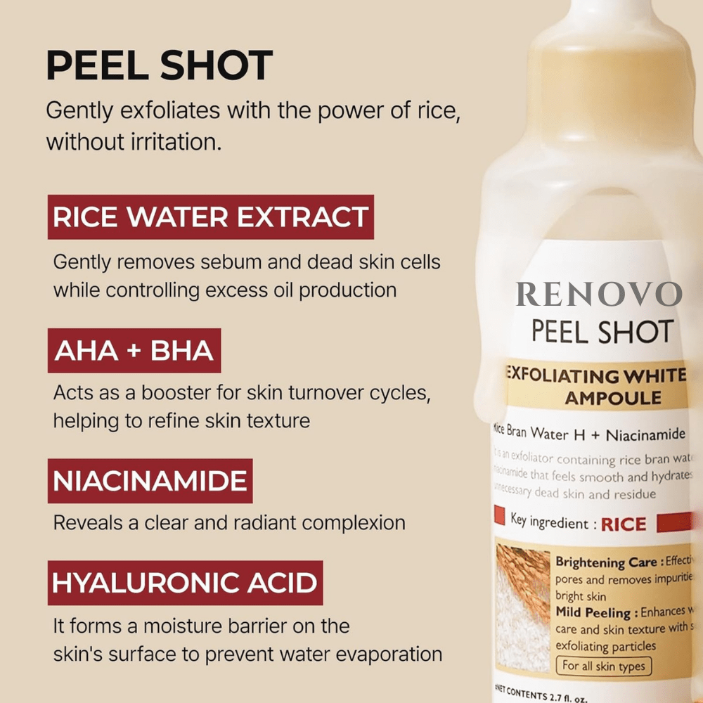 Renovo Peel Shot - Renewal Rice Exfoliating Ampoule - Renovo
